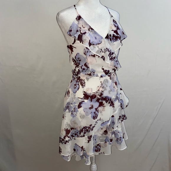 Francesca’s Purple Floral Cocktail Mini Dress - Picture 3 of 12